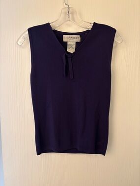 Sag Harbor Women's Sleeveless Tie-Neck Top in Navy